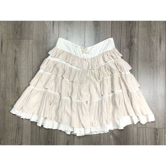 Dosa‎ Cream Beige Silk Ruffle Skirt Size 1 - Picture 1 of 9